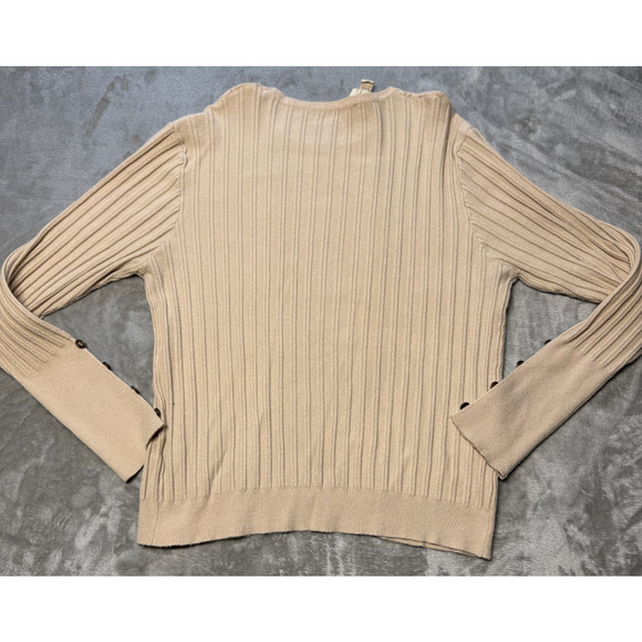Women's Sweater/Top Long Sleeve Classic Preppy Ribbed Tan Beige Sz XXL - Picture 8 of 9